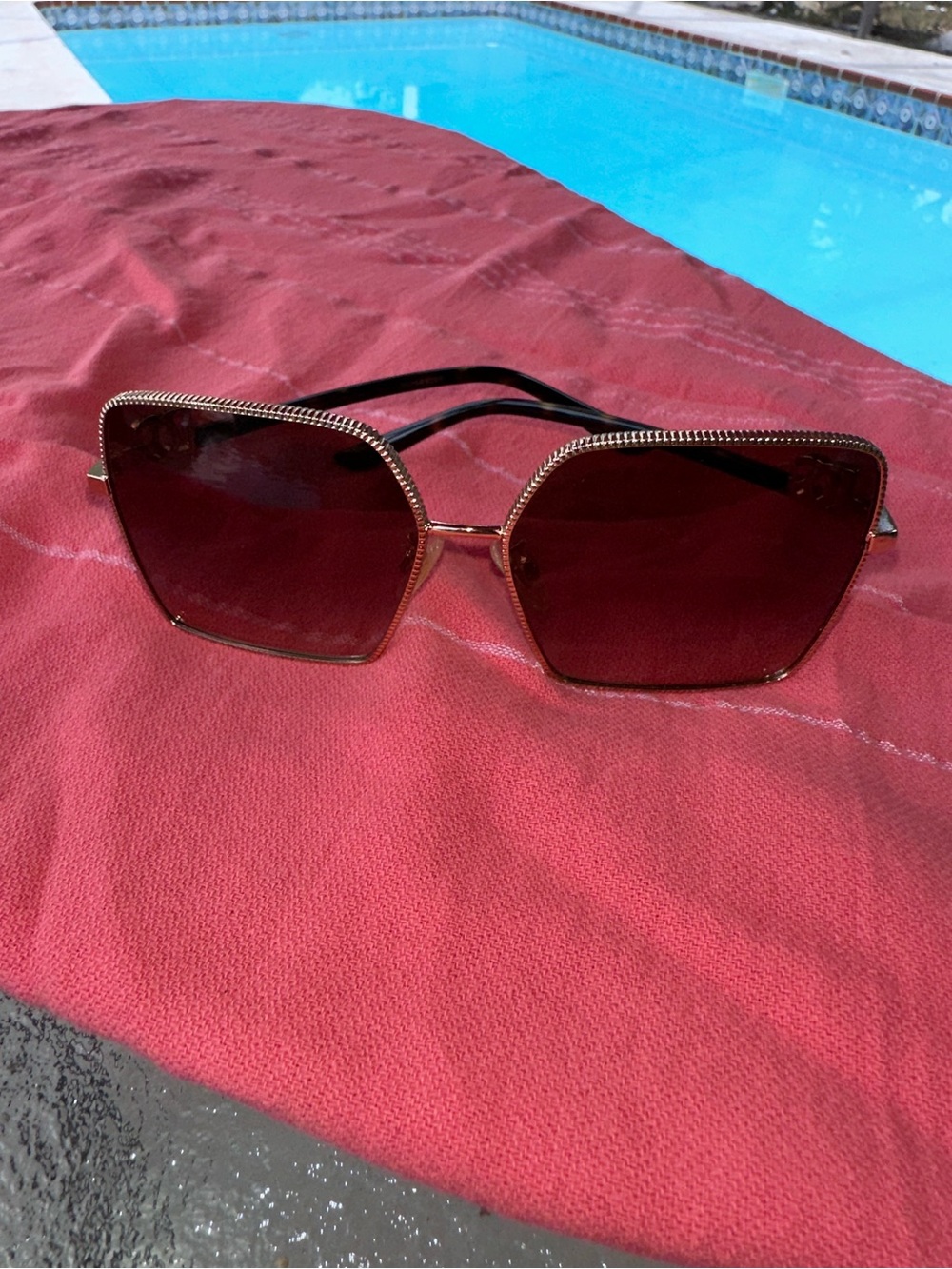 Dolce & Gabbana Gold Frame Sunglasses with Gradient Brown Lenses